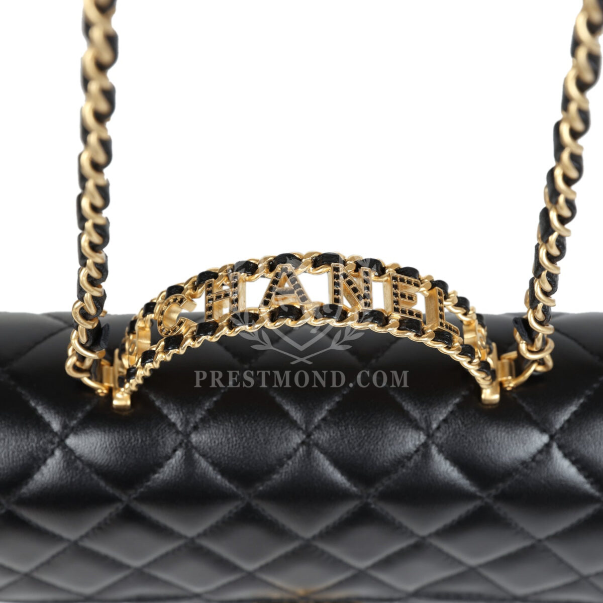 Chanel Mini Rectangular Flap with Top Handle Black Lambskin Antique Gold Hardware — изображение 8