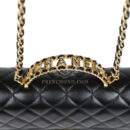 Chanel Mini Rectangular Flap with Top Handle Black Lambskin Antique Gold Hardware