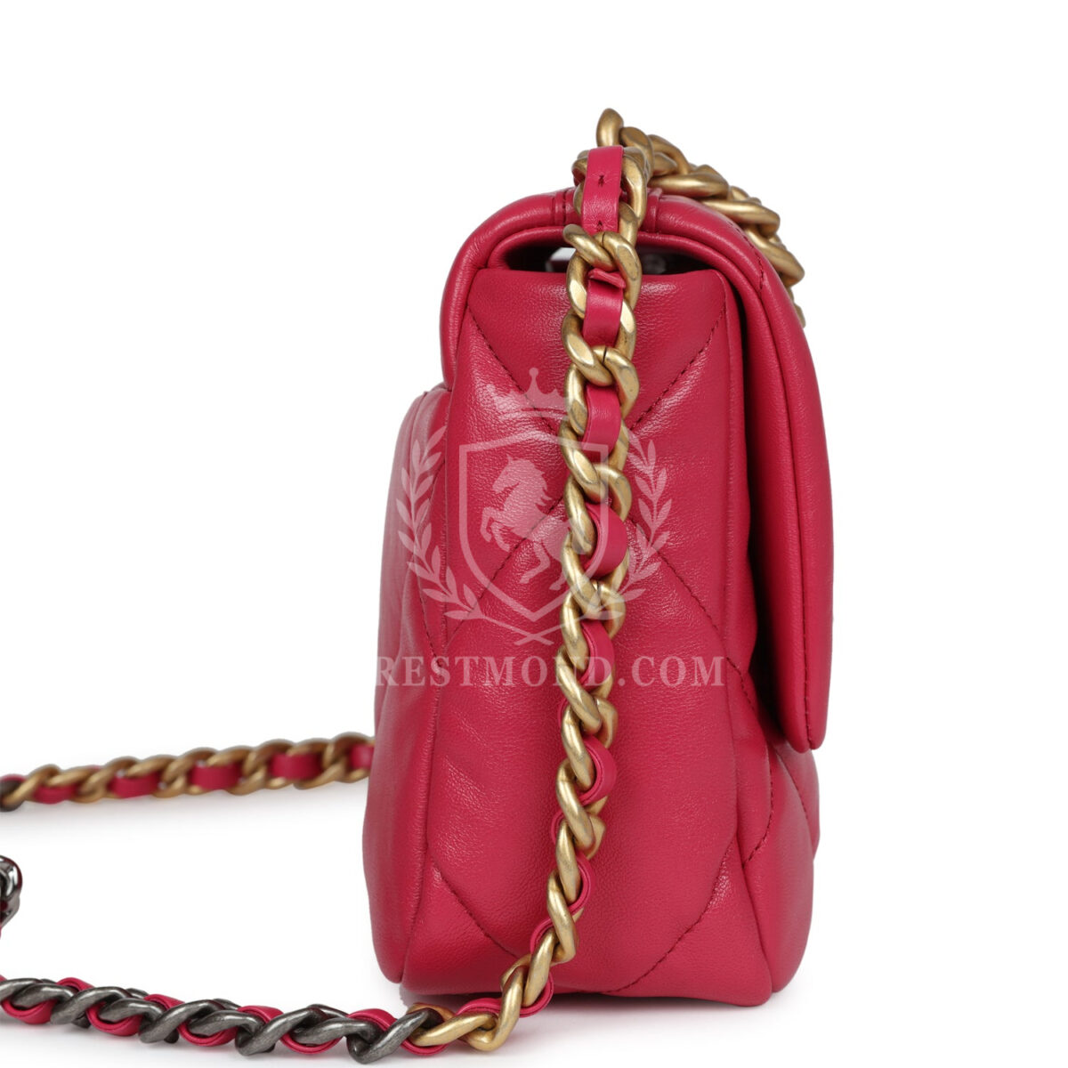 Chanel Medium 19 Flap Dark Pink Lambskin Mixed Metal Hardware — изображение 3
