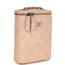 Chanel Mini Clutch Vanity Bag Beige Caviar Light Gold Hardware