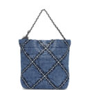Chanel Mini 22 Bag Blue Stitched Denim Silver Hardware