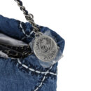 Chanel Mini 22 Bag Blue Stitched Denim Silver Hardware