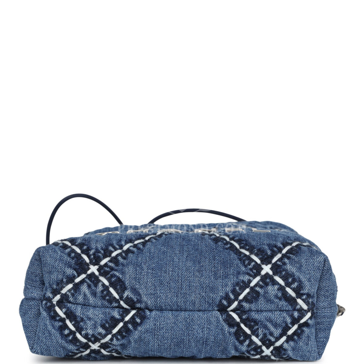 Chanel Mini 22 Bag Blue Stitched Denim Silver Hardware — изображение 8