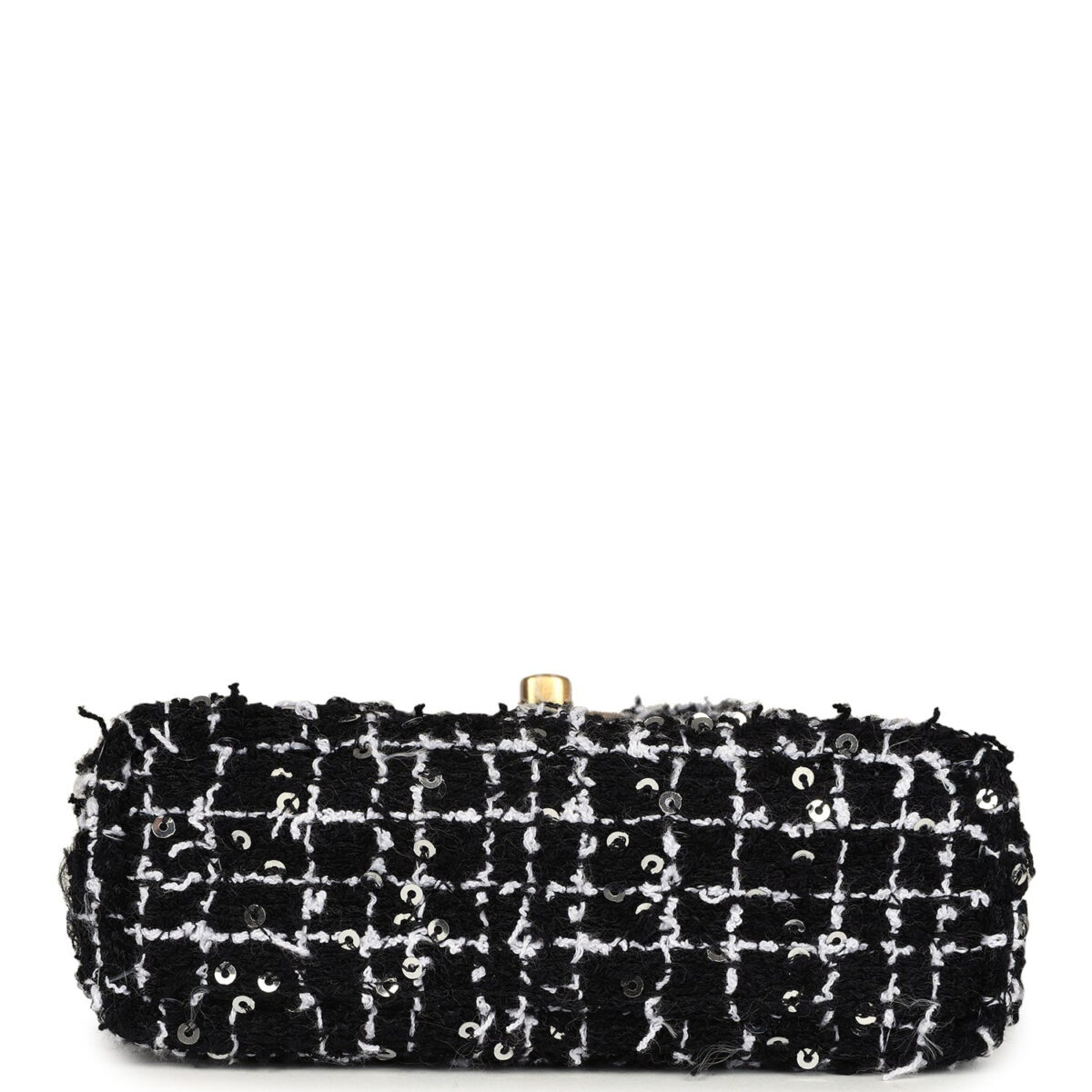 Chanel Nano Kelly Shopper Black, White & Silver Sequin Tweed Brushed Gold Hardware — изображение 6