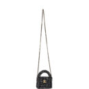 Chanel Nano Kelly Shopper Black, White & Silver Sequin Tweed Brushed Gold Hardware