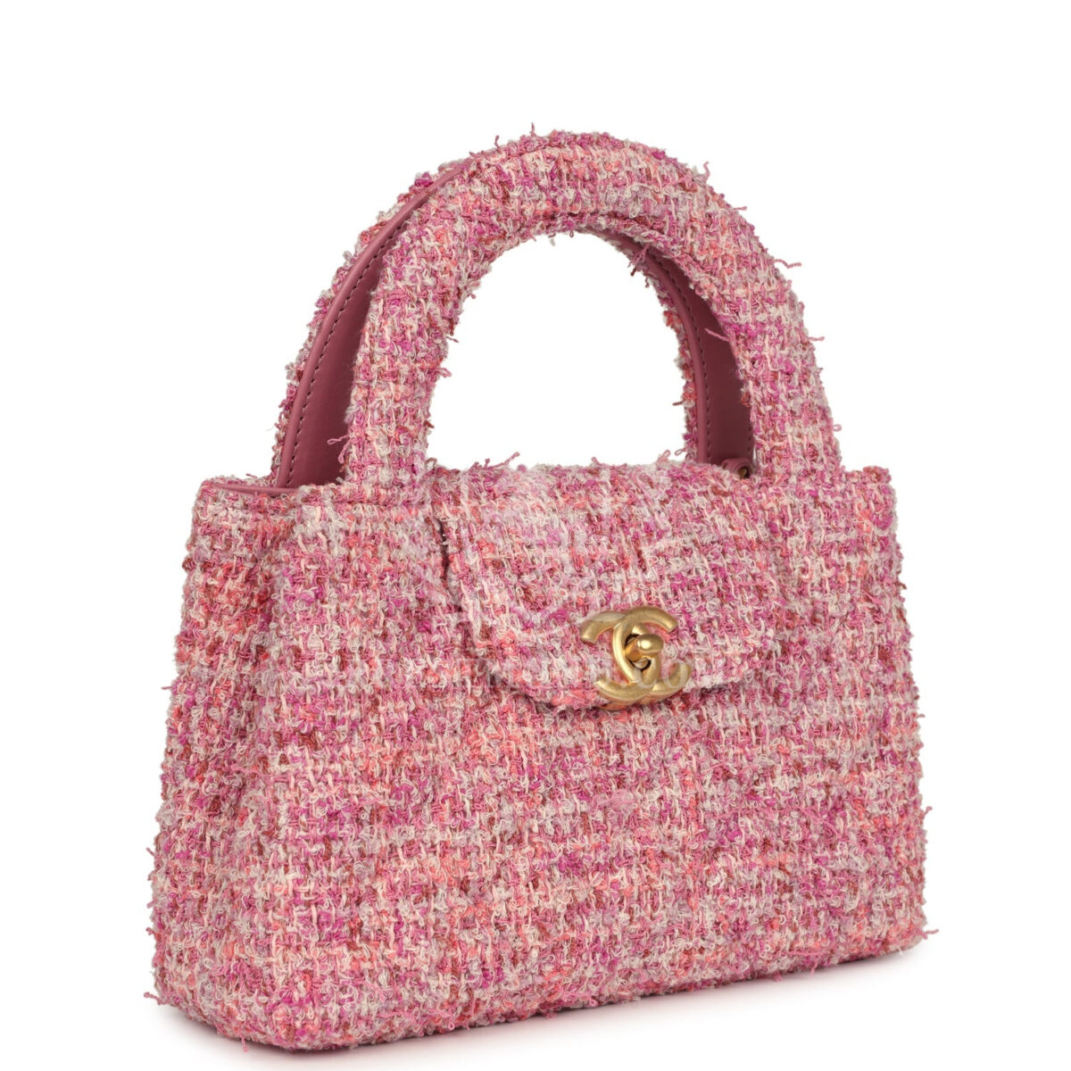 Chanel Small Kelly Shopper Pink Tweed Brushed Gold Hardware — изображение 2