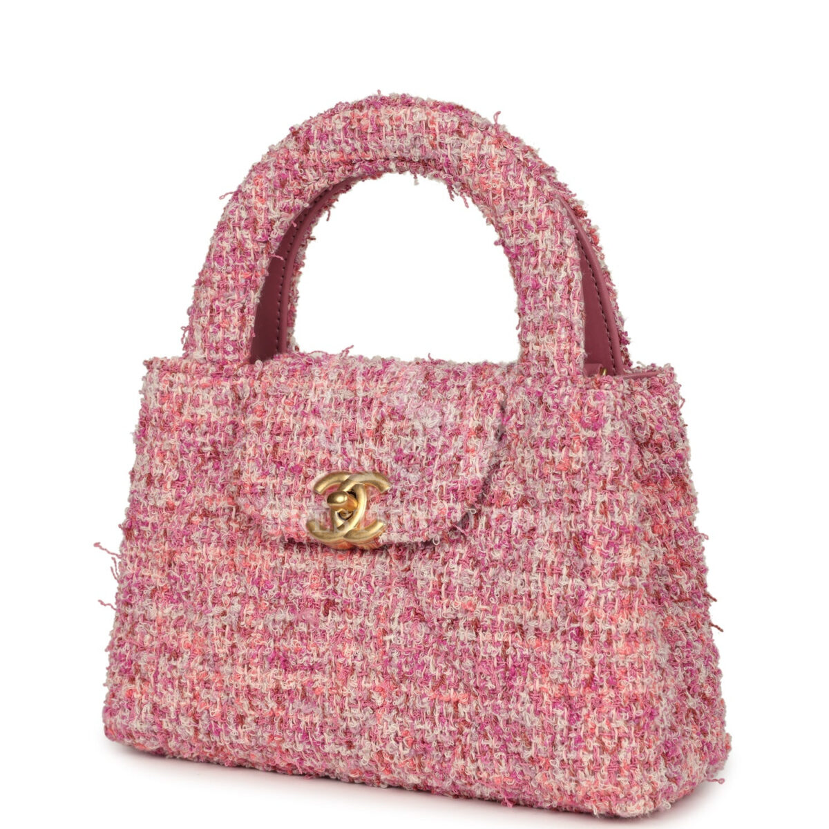Chanel Small Kelly Shopper Pink Tweed Brushed Gold Hardware — изображение 5
