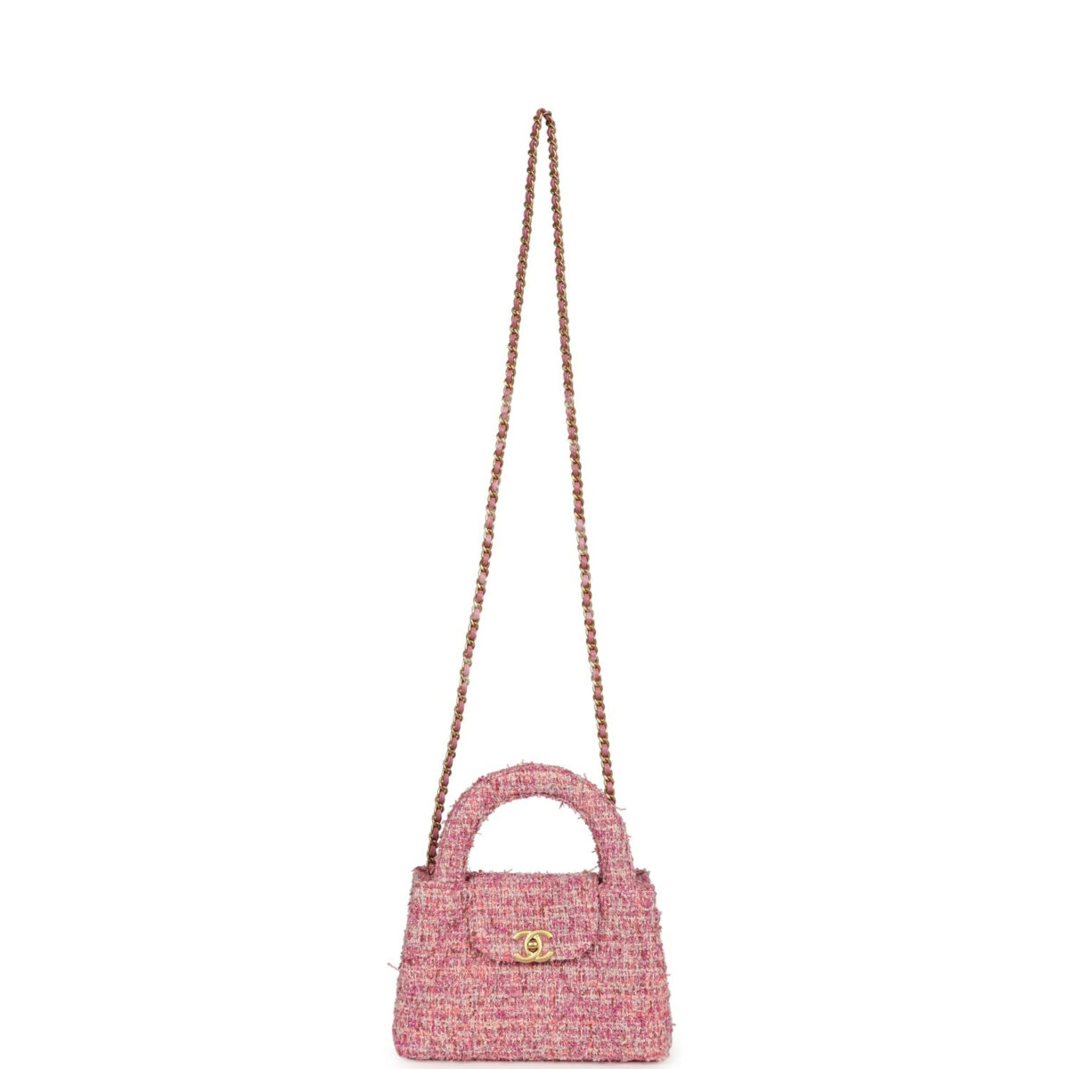 Chanel Small Kelly Shopper Pink Tweed Brushed Gold Hardware — изображение 7