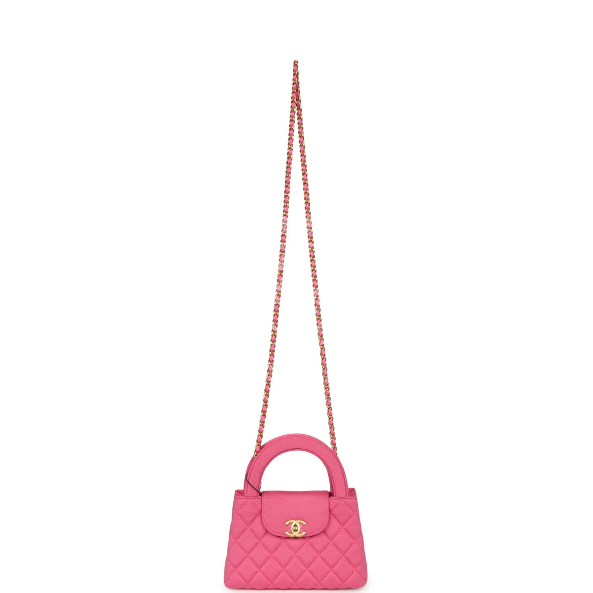 Chanel Small Kelly Shopper Dark Pink Jersey Brushed Gold Hardware — изображение 7