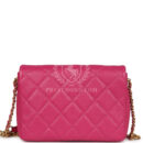Chanel Small Melody Flap Bag Dark Pink Caviar Aged Gold Hardware