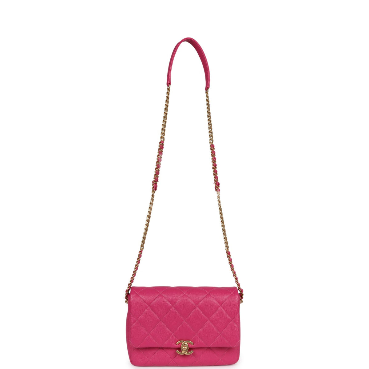 Chanel Small Melody Flap Bag Dark Pink Caviar Aged Gold Hardware — изображение 7