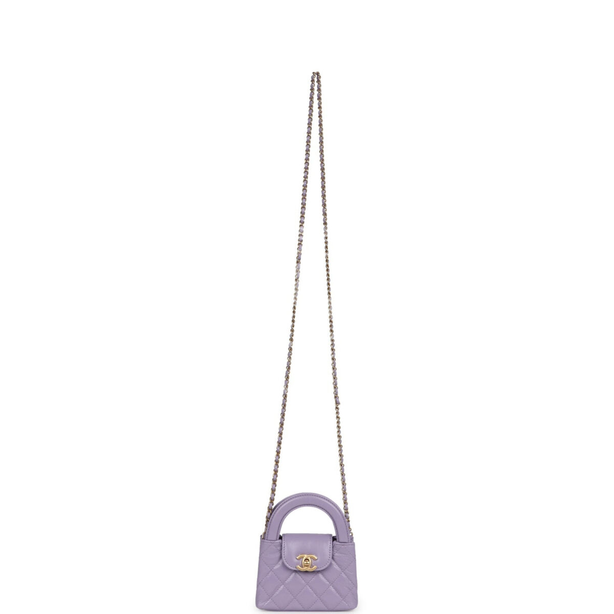 Chanel Nano Kelly Shopper Light Purple Shiny Aged Calfskin Brushed Gold Hardware — изображение 7