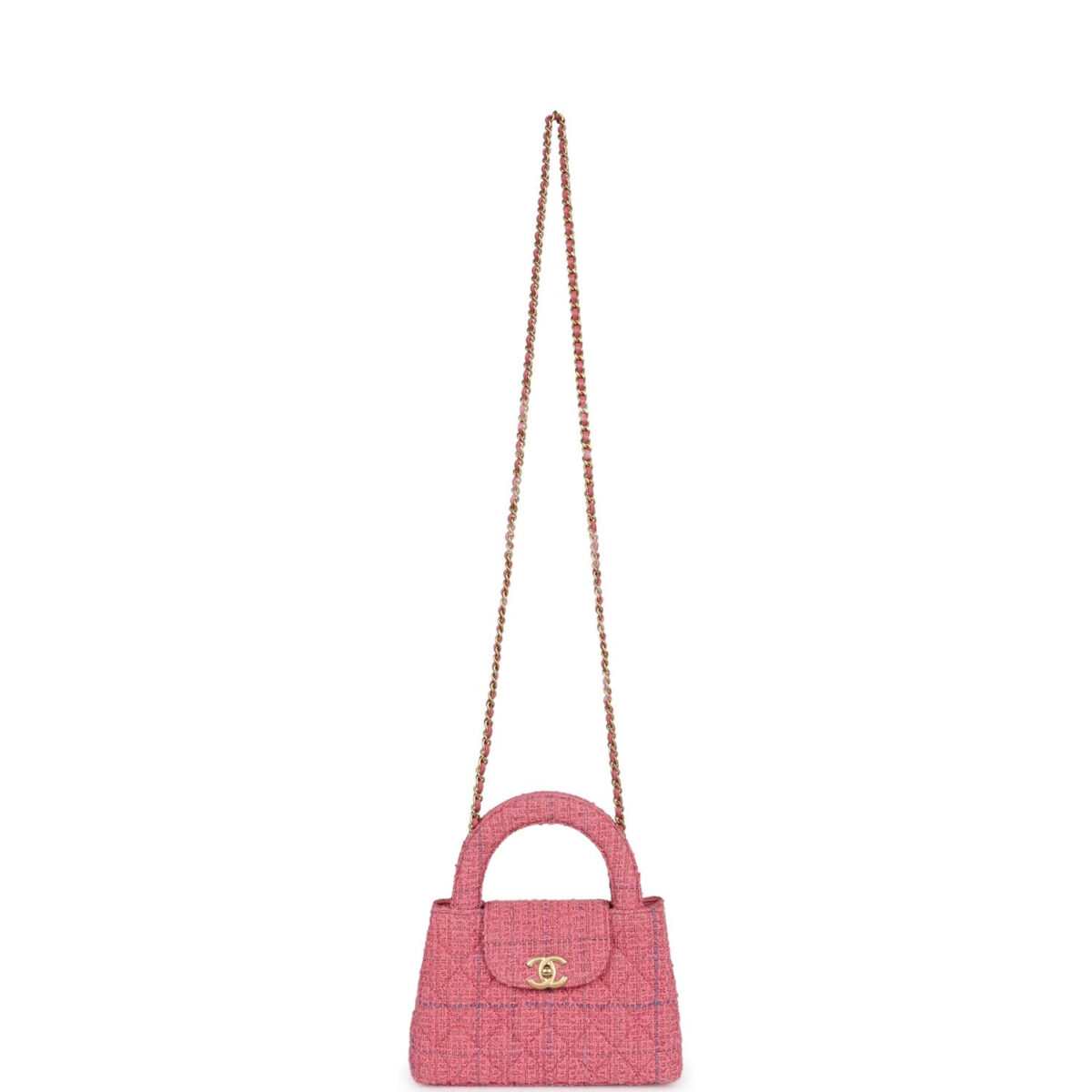 Chanel Small Kelly Shopper Pink Tweed Brushed Gold Hardware — изображение 7