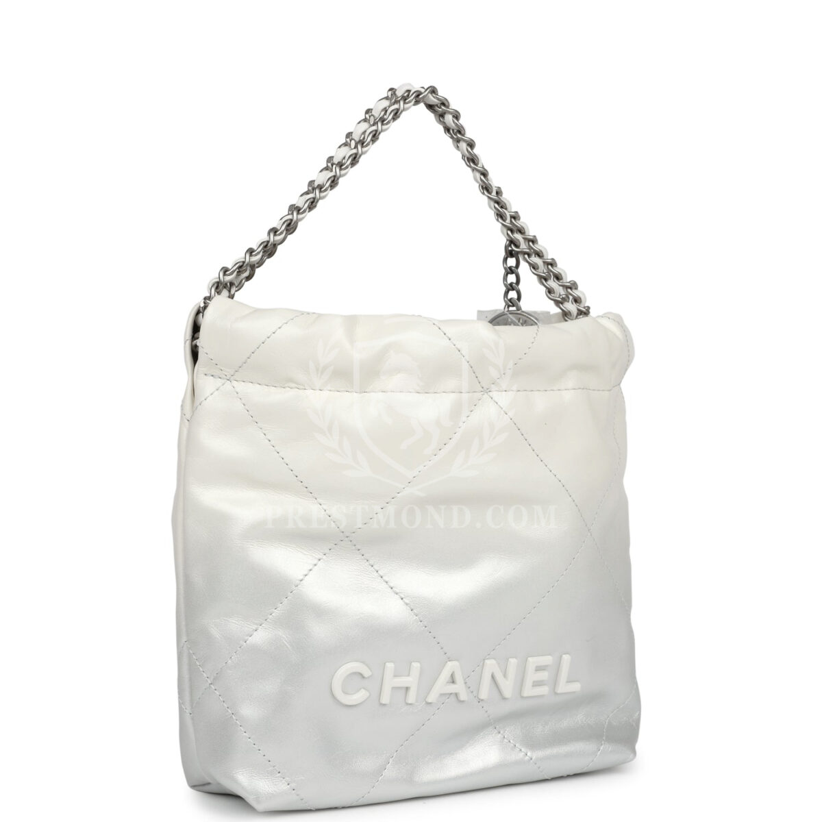 Chanel Mini 22 Bag White and Silver Ombre Metallic Calfskin Silver Hardware — изображение 2