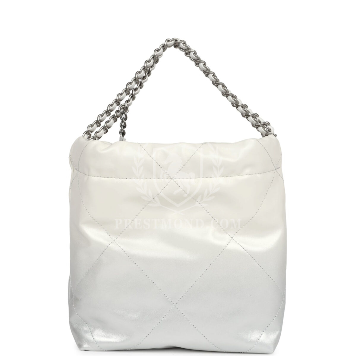 Chanel Mini 22 Bag White and Silver Ombre Metallic Calfskin Silver Hardware — изображение 4