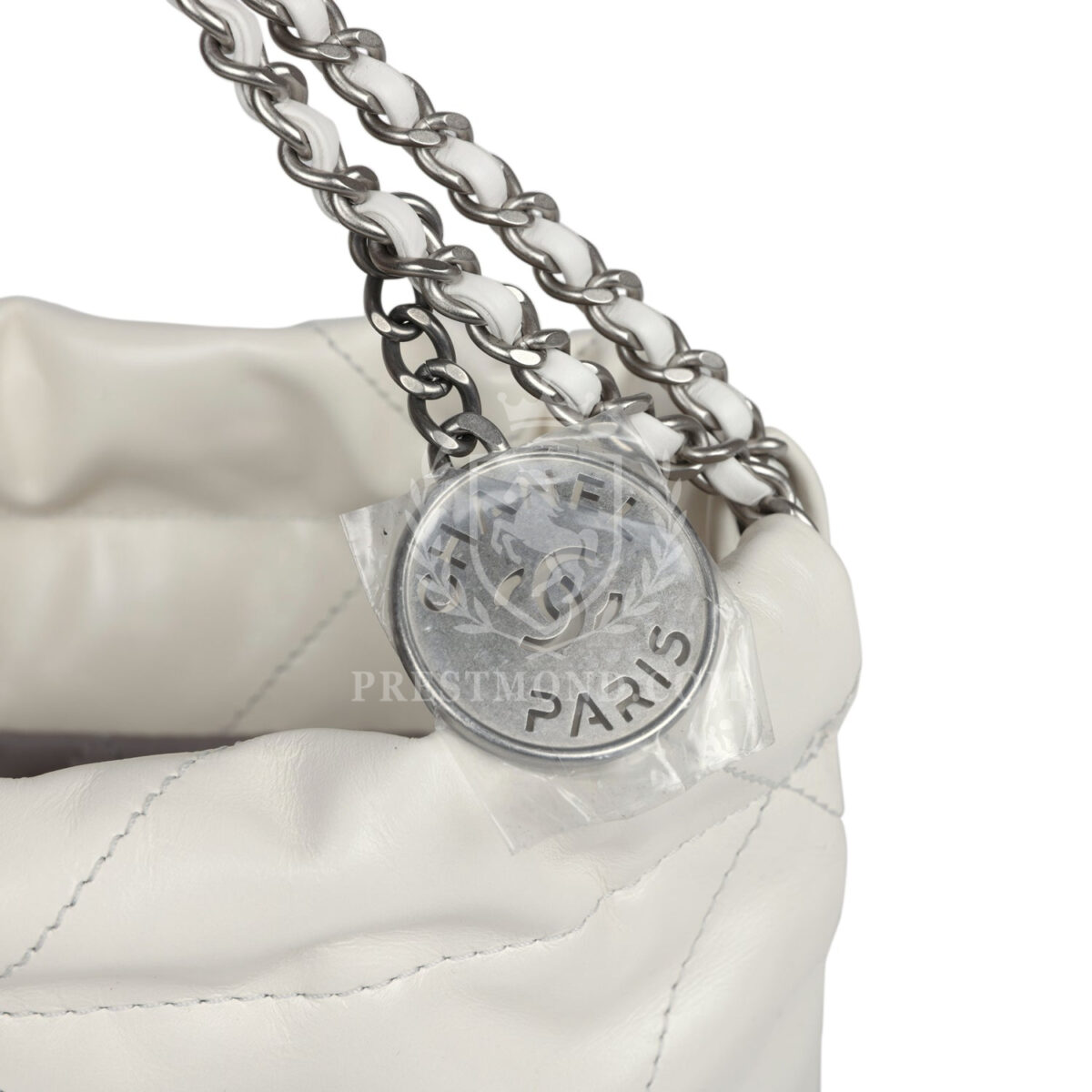 Chanel Mini 22 Bag White and Silver Ombre Metallic Calfskin Silver Hardware — изображение 6