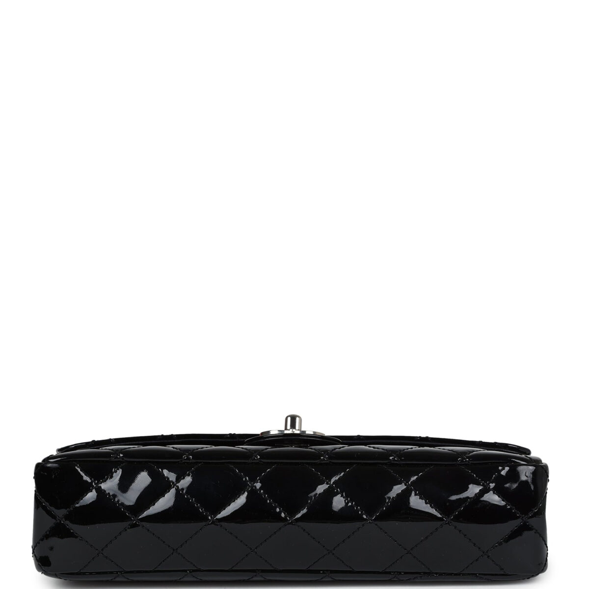 Vintage Chanel Chain Through Flap Bag Black Patent Silver Hardware — изображение 6