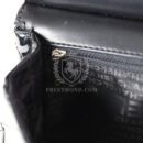 Vintage Chanel Chain Through Flap Bag Black Patent Silver Hardware