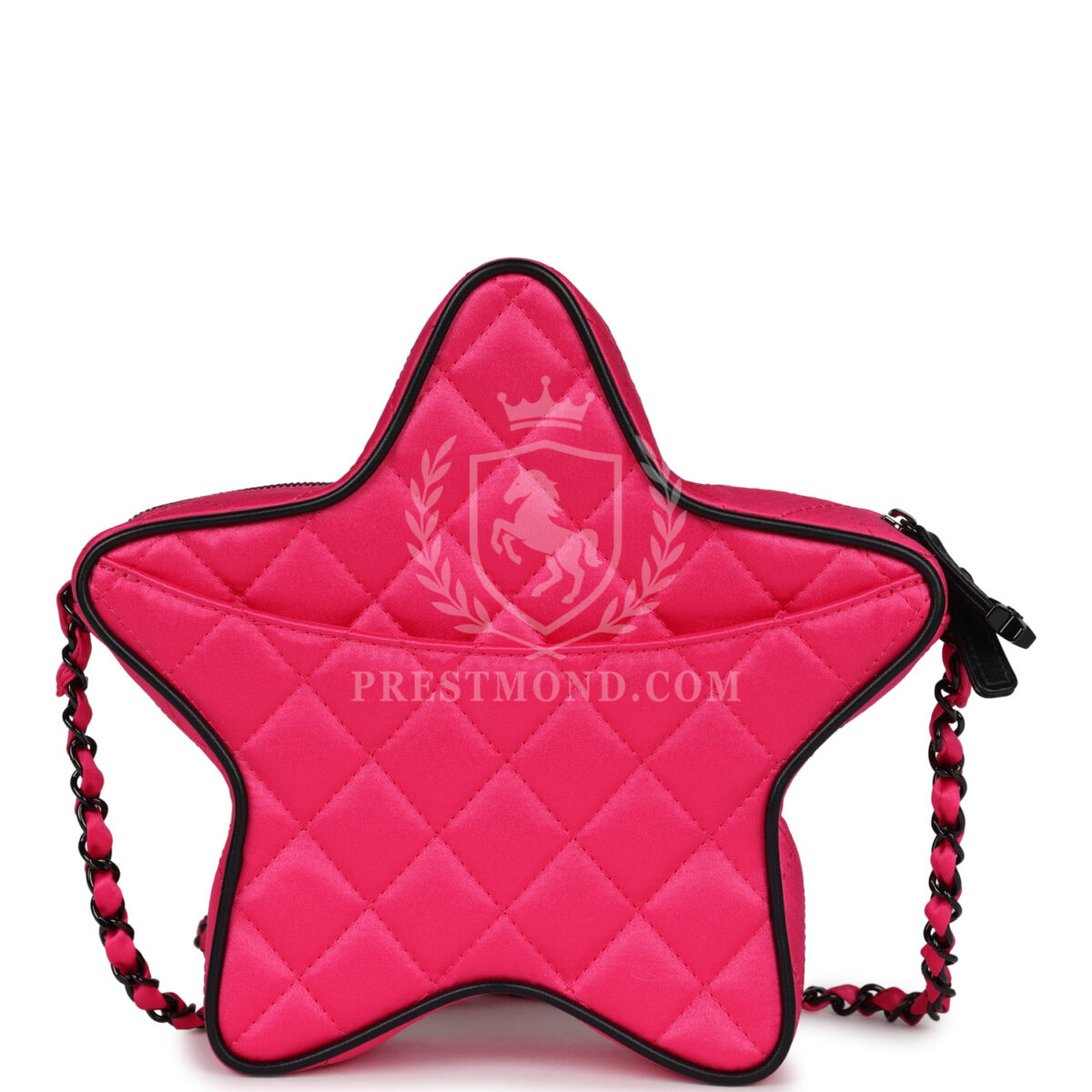 Chanel CC Star Bag Fuchsia and Black Satin Black Metal Hardware — изображение 4