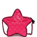 Chanel CC Star Bag Fuchsia and Black Satin Black Metal Hardware