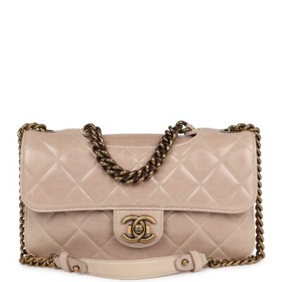Chanel Perfect Edge Flap Bag Beige Aged Calfskin Antique Gold Hardware