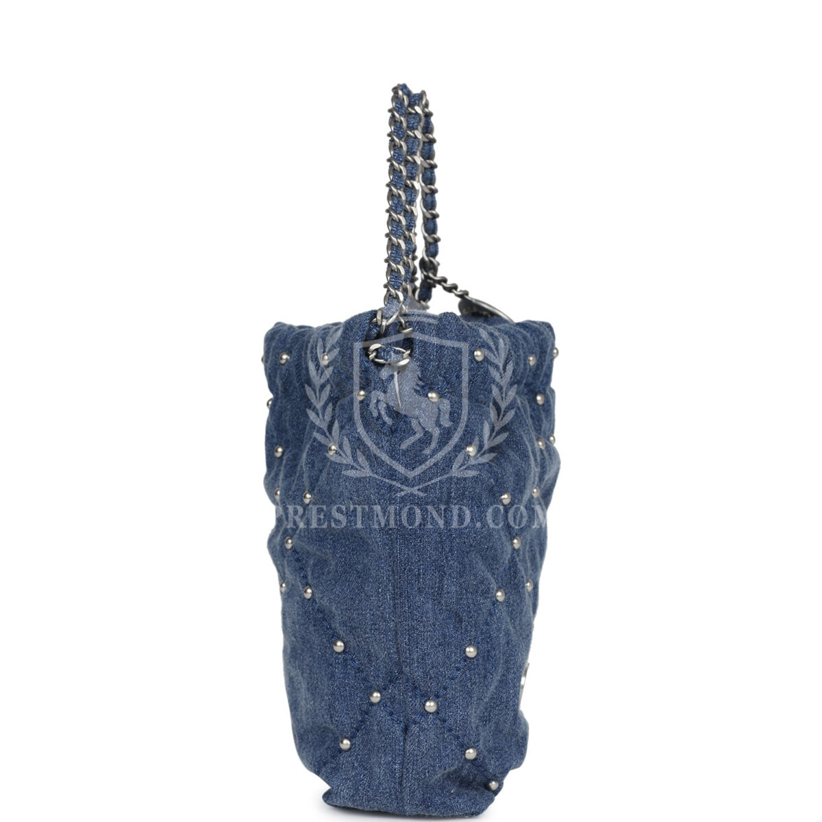 Chanel Mini 22 Bag Blue Studded Denim Silver Hardware — изображение 3
