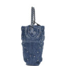 Chanel Mini 22 Bag Blue Studded Denim Silver Hardware