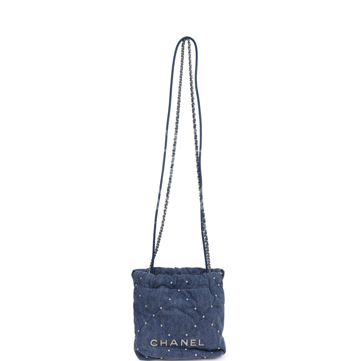 Chanel Mini 22 Bag Blue Studded Denim Silver Hardware — изображение 7