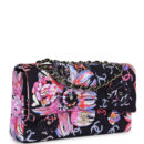 Chanel Small Flap Bag Black Multi Floral Fabric Light Gold Hardware