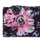 Chanel Small Flap Bag Black Multi Floral Fabric Light Gold Hardware