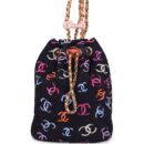 Chanel Medium CC Drawstring Backpack Multicolored Printed Fabric Light Gold Hardware