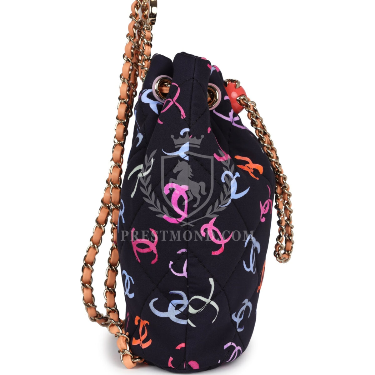 Chanel Medium CC Drawstring Backpack Multicolored Printed Fabric Light Gold Hardware — изображение 3