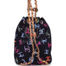 Chanel Medium CC Drawstring Backpack Multicolored Printed Fabric Light Gold Hardware