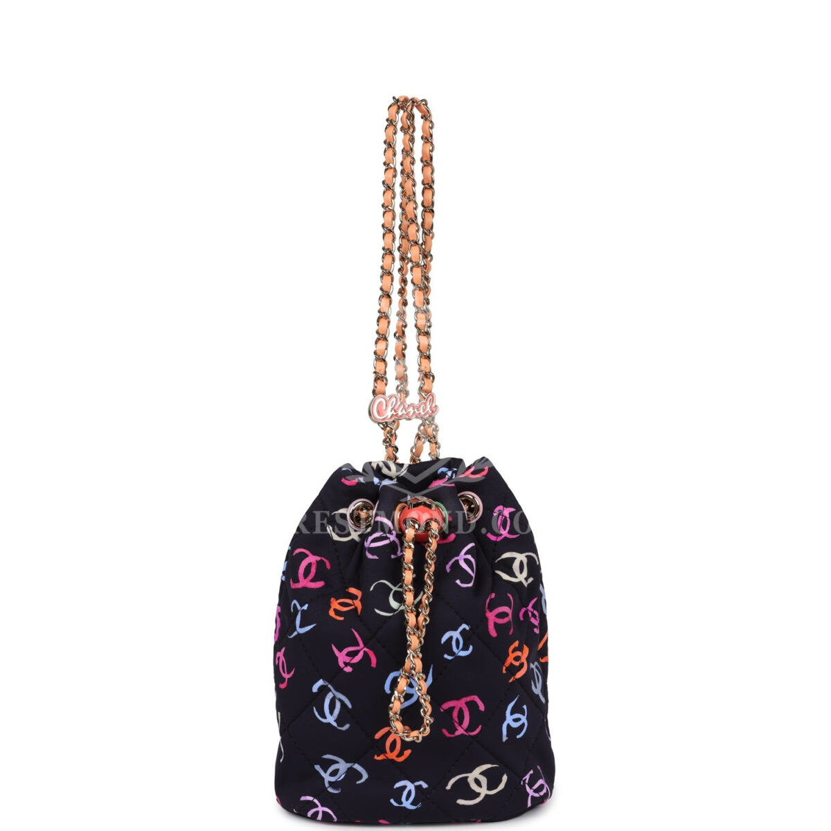 Chanel Medium CC Drawstring Backpack Multicolored Printed Fabric Light Gold Hardware — изображение 7