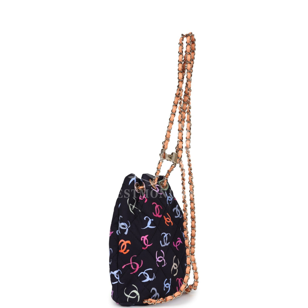 Chanel Medium CC Drawstring Backpack Multicolored Printed Fabric Light Gold Hardware — изображение 8