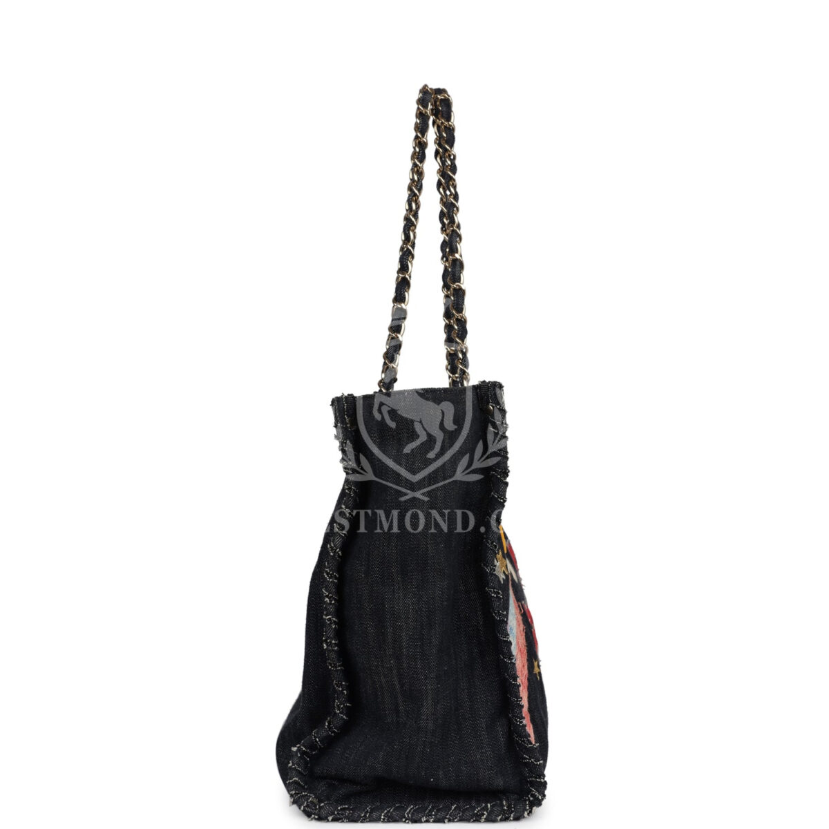 Chanel Night Flight Embroidered Shopping Tote Multicolored Denim Gold Hardware — изображение 3