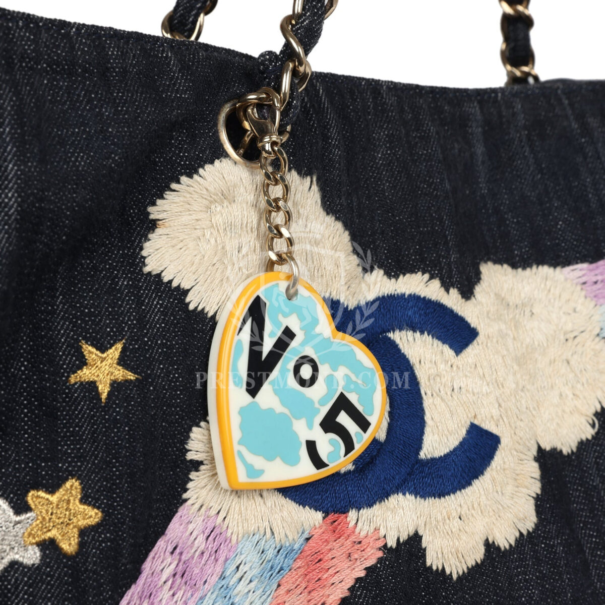 Chanel Night Flight Embroidered Shopping Tote Multicolored Denim Gold Hardware — изображение 6