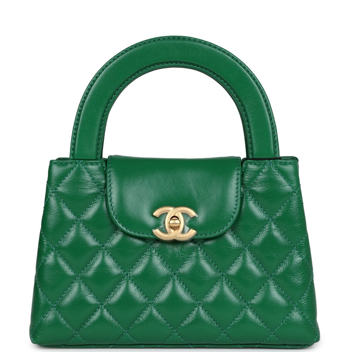 Chanel Small Kelly Shopper Dark Green Shiny Aged Calfskin Brushed Gold Hardware