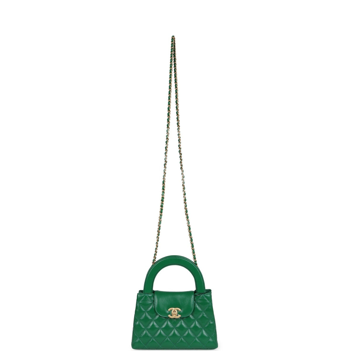 Chanel Small Kelly Shopper Dark Green Shiny Aged Calfskin Brushed Gold Hardware — изображение 7