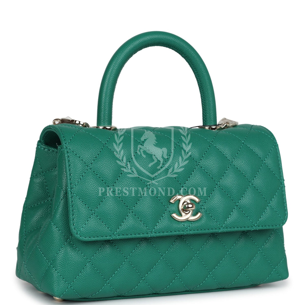 Chanel Small Coco Top Handle Flap Bag Dark Green Caviar Light Gold Hardware — изображение 2