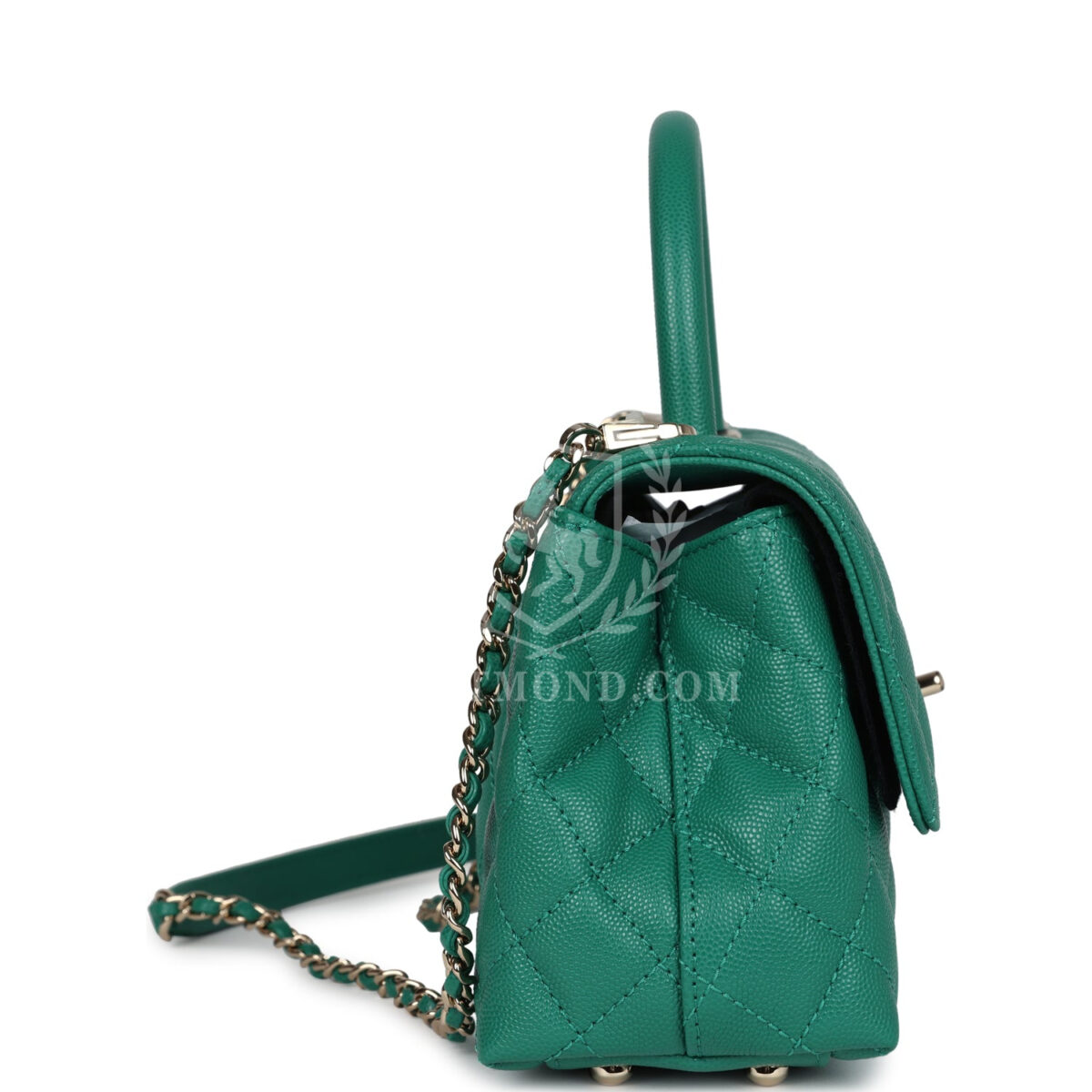 Chanel Small Coco Top Handle Flap Bag Dark Green Caviar Light Gold Hardware — изображение 3