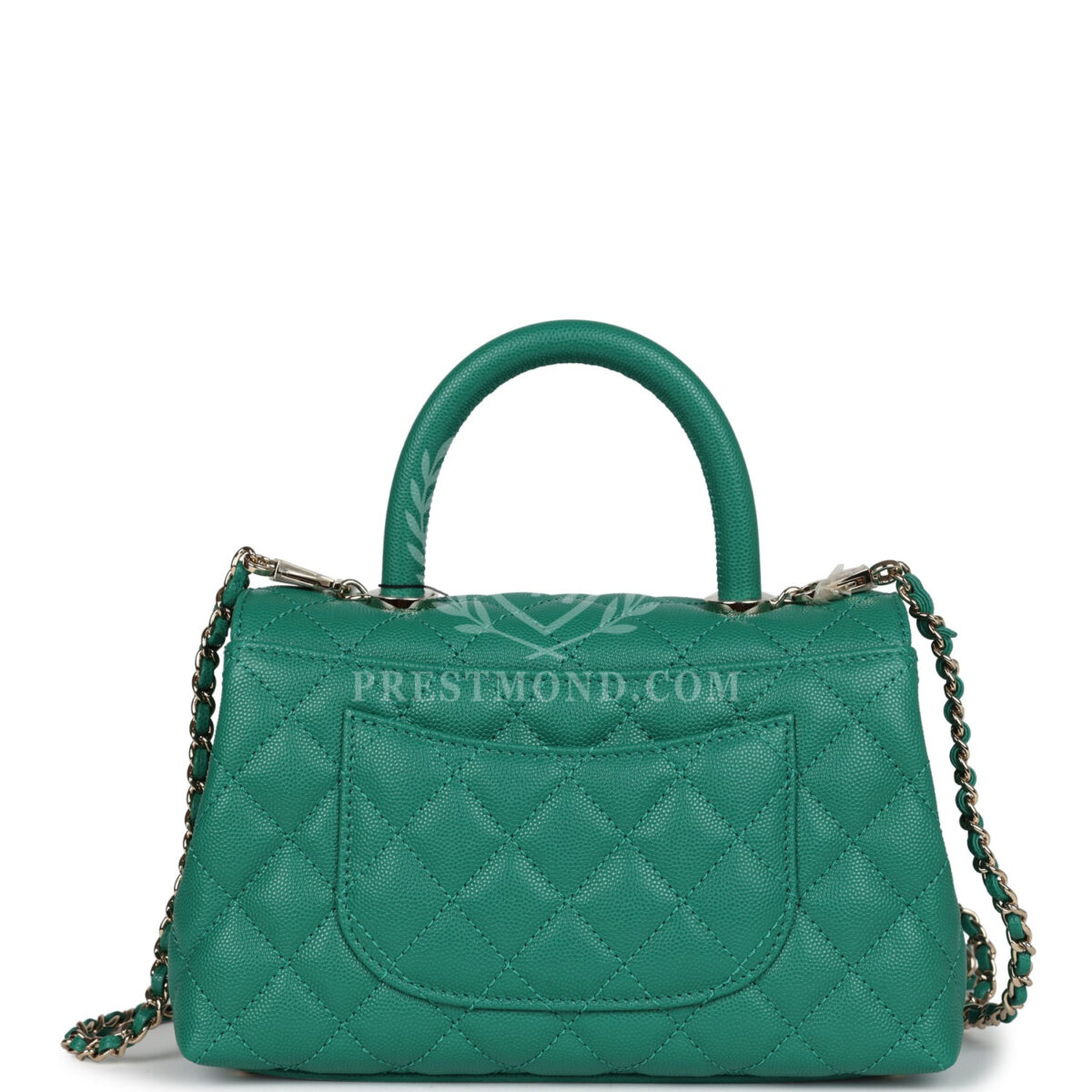 Chanel Small Coco Top Handle Flap Bag Dark Green Caviar Light Gold Hardware — изображение 4