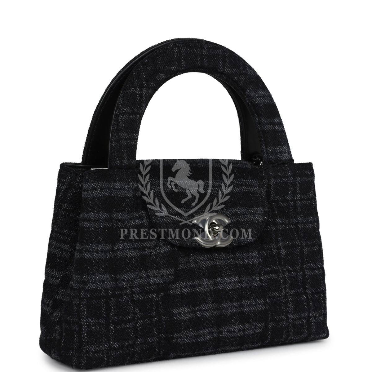 Chanel Small Kelly Shopper Dark Grey and Black Plaid Canvas Ruthenium Hardware — изображение 2