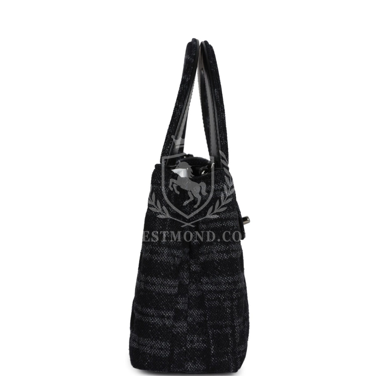 Chanel Small Kelly Shopper Dark Grey and Black Plaid Canvas Ruthenium Hardware — изображение 3
