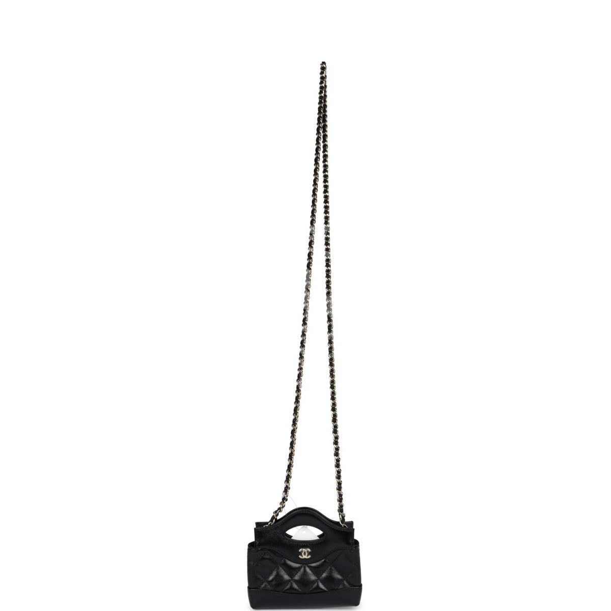 Chanel Micro 31 Shopper Black Shiny Lambskin Light Gold Hardware — изображение 7