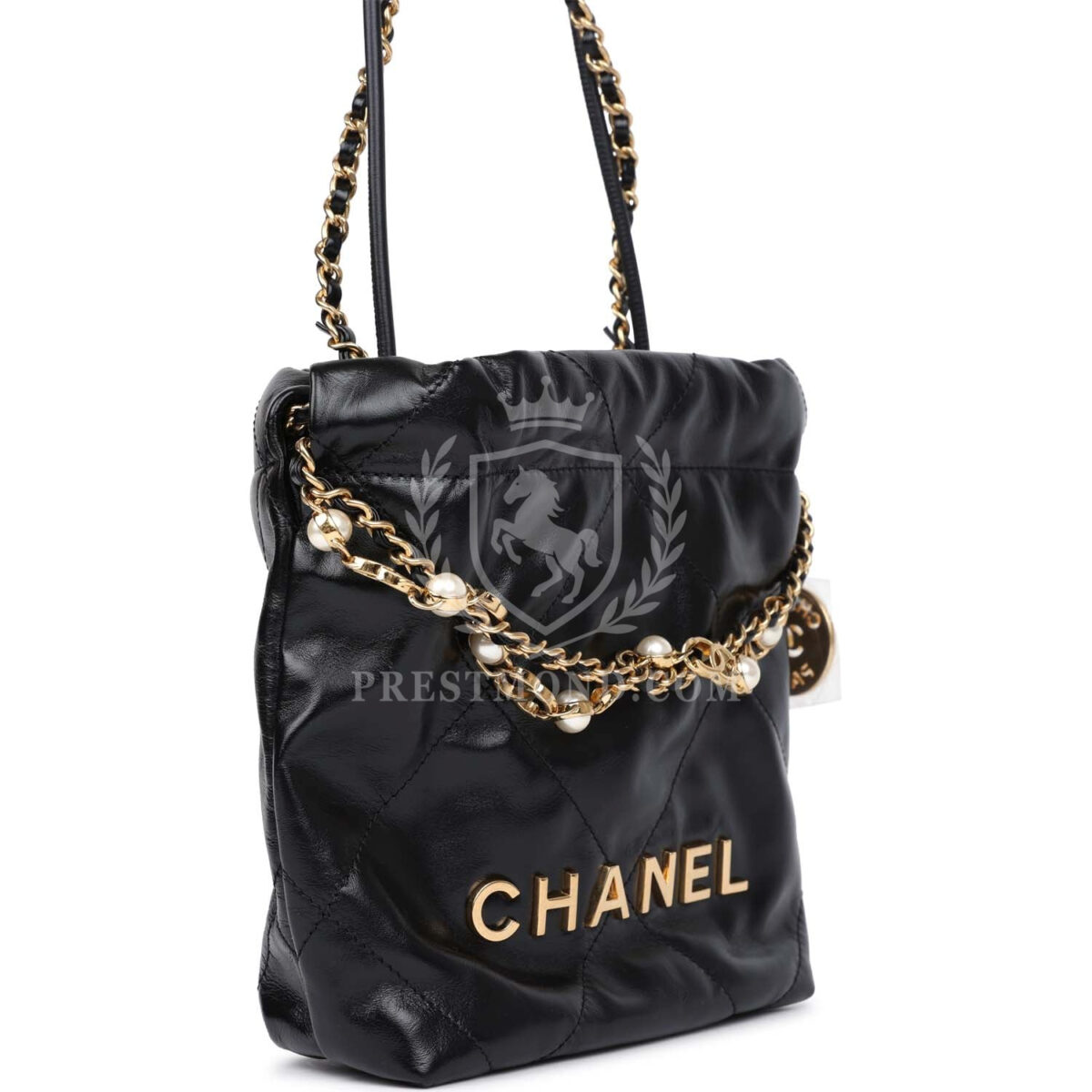 Chanel Mini 22 Bag Black Calfskin Pearls & Gold Hardware — изображение 2