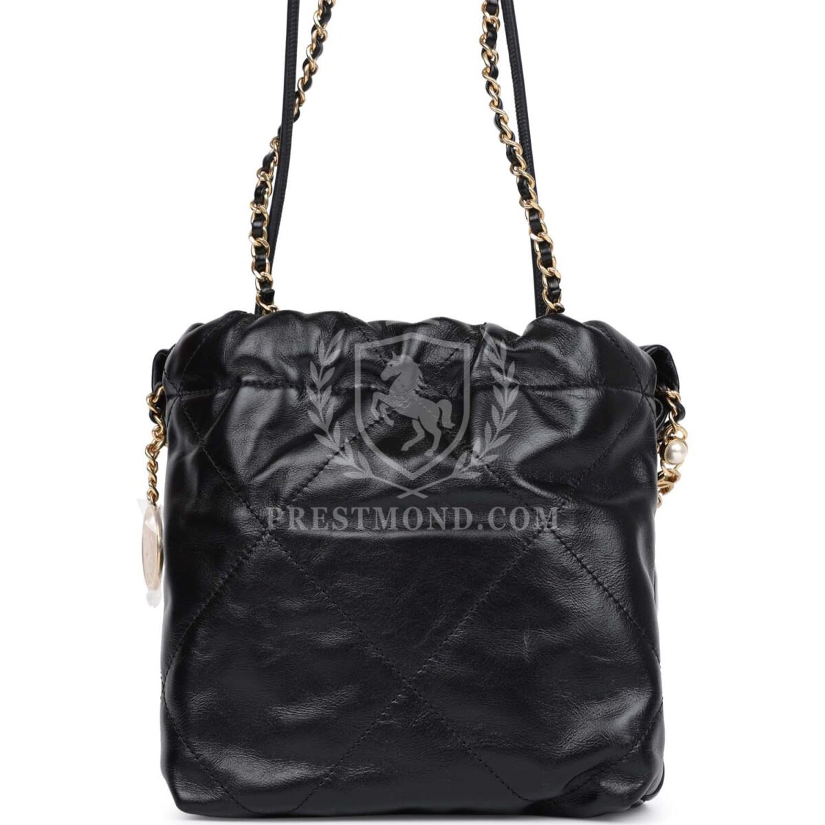 Chanel Mini 22 Bag Black Calfskin Pearls & Gold Hardware — изображение 4