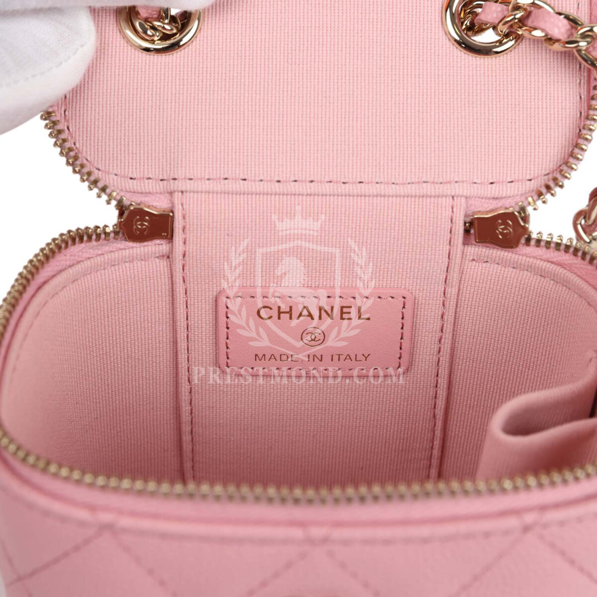 Chanel Mini Square Vanity Case Crossbody Bag Pink Caviar Light Gold Hardware — изображение 8