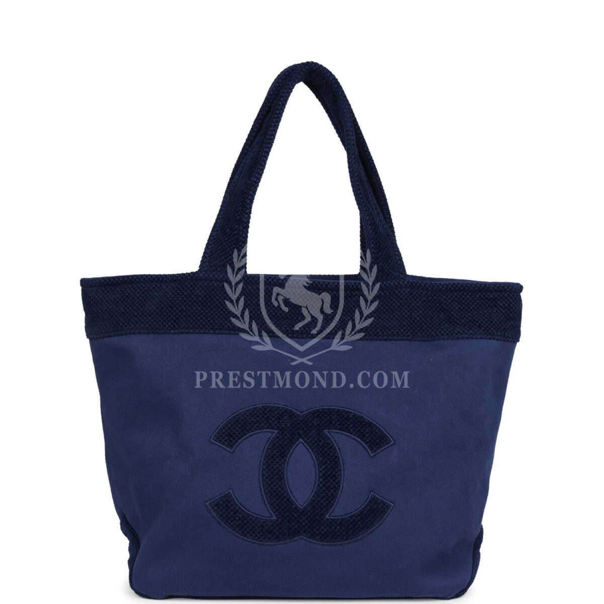 Chanel CC Beach Tote Bag & Towel Set Navy Blue Canvas & Terry — изображение 2