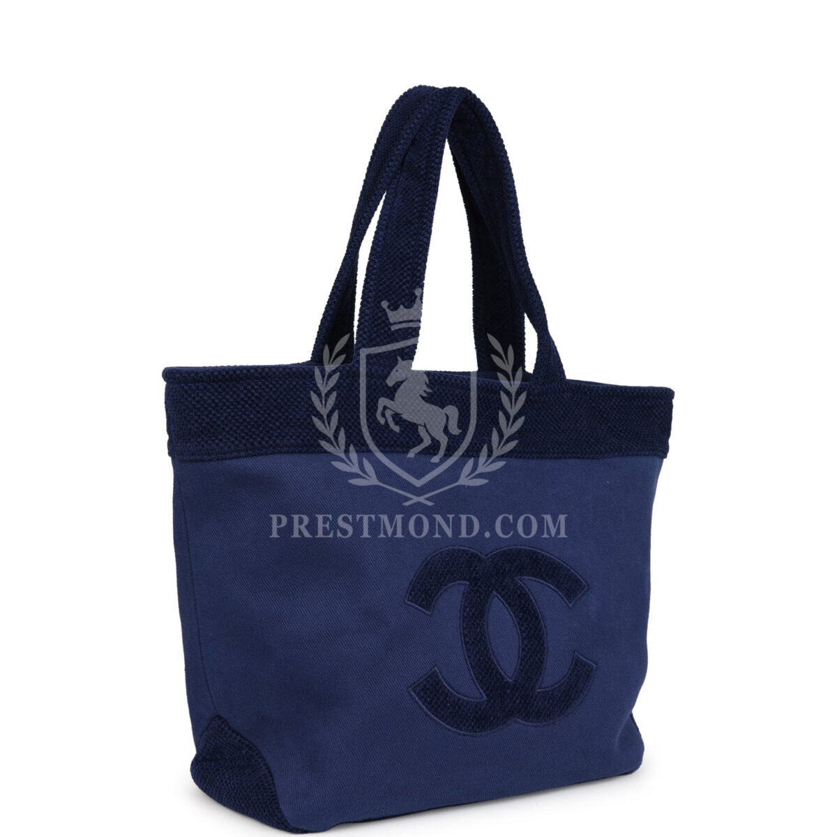 Chanel CC Beach Tote Bag & Towel Set Navy Blue Canvas & Terry — изображение 3